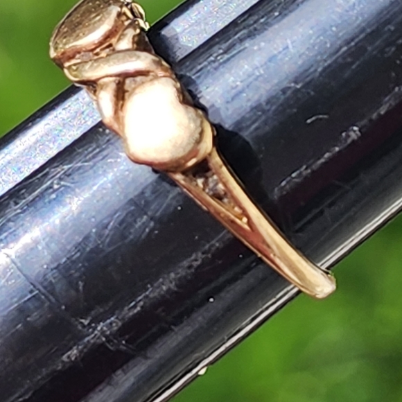 10k gold heart ring wedding engagement band size 6.75 hearts - Picture 2 of 4